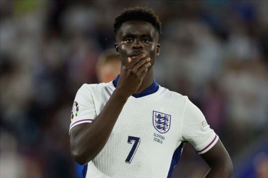 Bukayo Saka of England looks on after the UEFA EURO 2024 group stage match between England and Slovenia