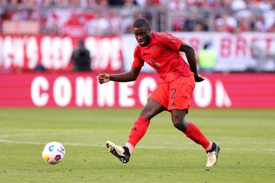 Dayot Upamecano pictured in action for Bayern Munich against Wolfsburg